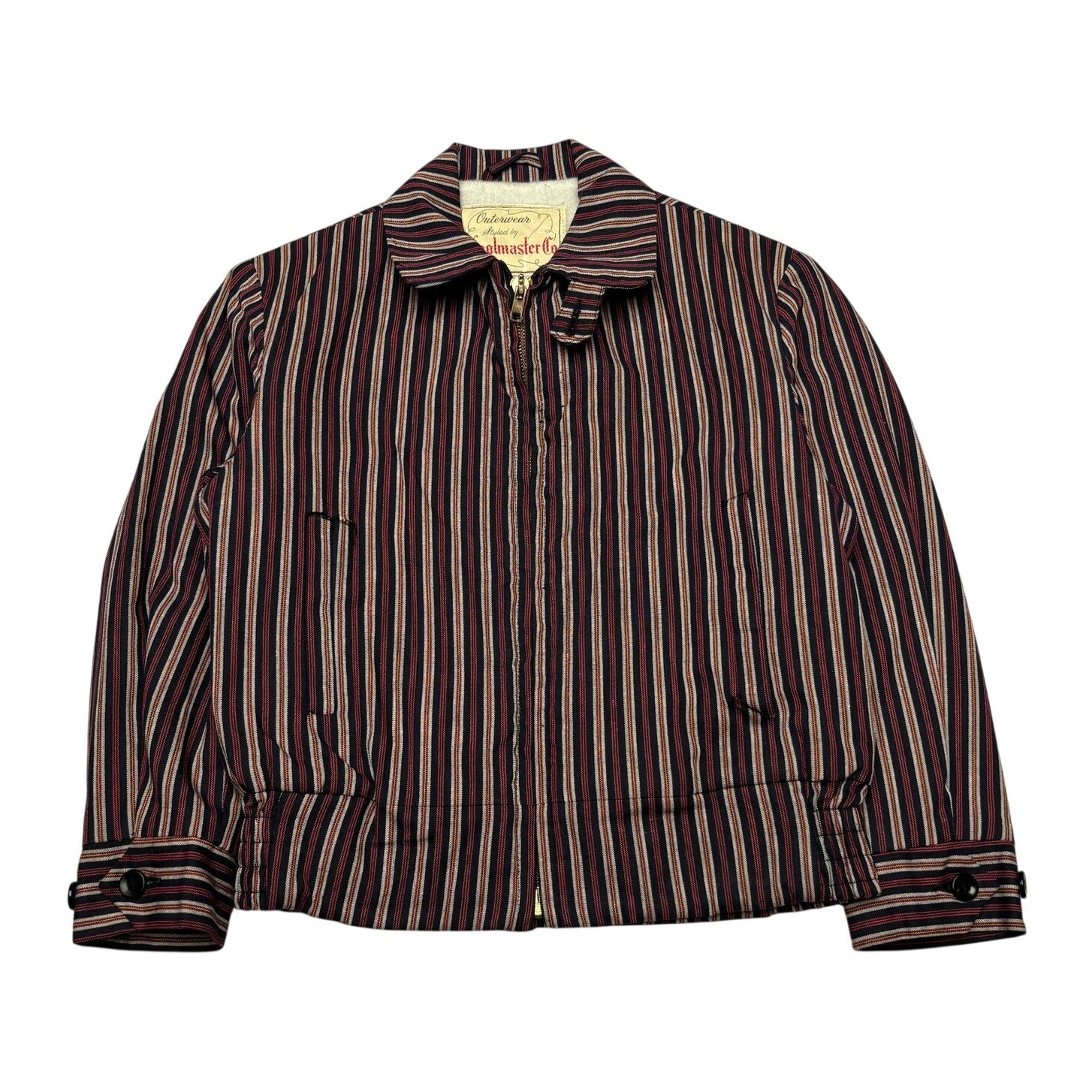 Vintage 50s Woolmaster Striped Crown Zip Jacket Lined Youth 8-10 Western